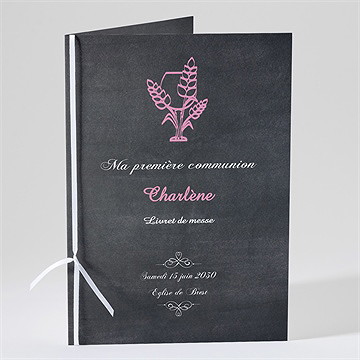 Livret de messe communion fond ardoise et photo