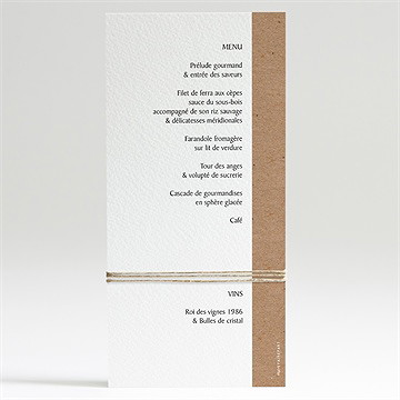 Menu mariage fougères - Dos du menu