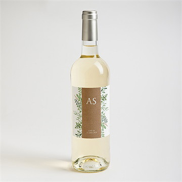 Etiquette de bouteille mariage fougères - Mise en situation