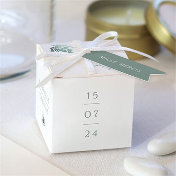 Boîte de dragées mariage poésie d'aquarelle étiquette