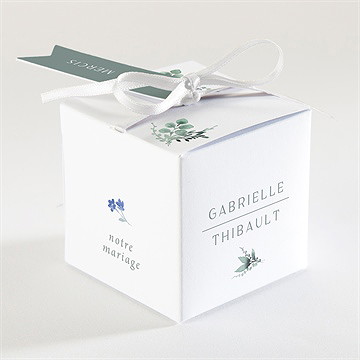 Boîte de dragées mariage poésie d'aquarelle - Dos de la boîte