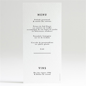 Menu mariage un point c'est nous - Dos du menu