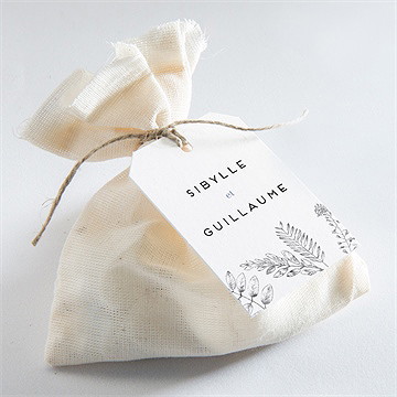 Etiquette mariage gravure florale - Mise en situation