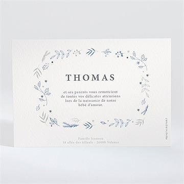 Remerciement naissance tendre poésie - Dos de la carte