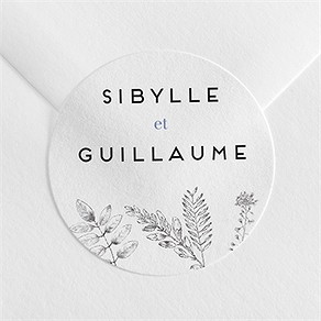 Sticker mariage gravure florale