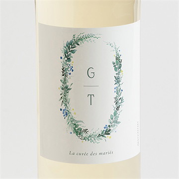 Etiquette de bouteille mariage poésie d'aquarelle