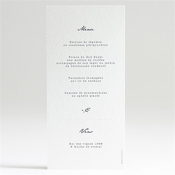 Menu mariage feuillages - Dos du menu