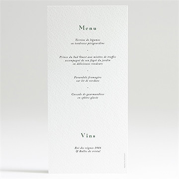 Menu mariage la belle histoire - Dos du menu