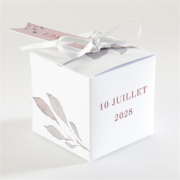 Boîte de dragées mariage élégance rose - Dos de la boîte