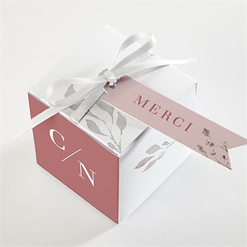 Boîte de dragées mariage élégance rose - Dessus de la boîte