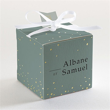 Boîte de dragées mariage vert laurier - Dos de la boîte