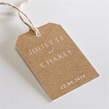 Etiquette mariage kraft épuré pochette