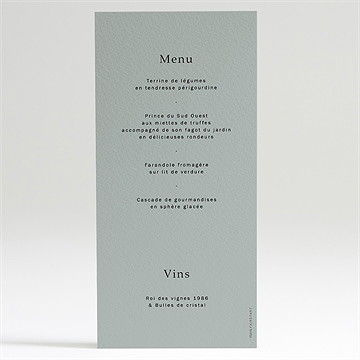 Menu mariage vert laurier - Dos du menu