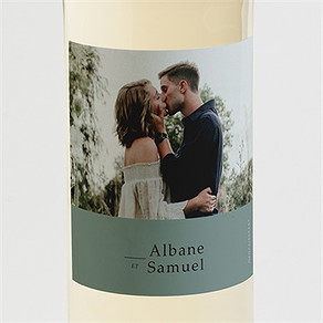 Etiquette de bouteille mariage vert laurier