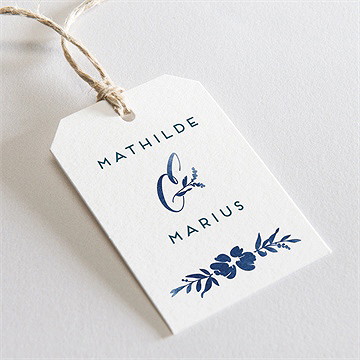 Etiquette mariage aquarelle bleue