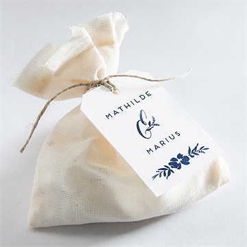 Etiquette mariage aquarelle bleue - Mise en situation