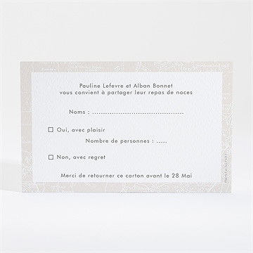 Carton réponse mariage notre passeport - Dos du carton