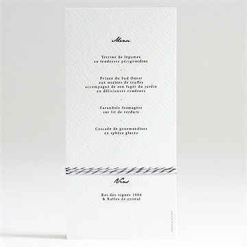 Menu mariage epuré - Dos du menu