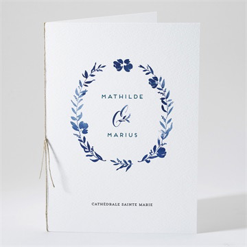Livret de messe mariage aquarelle bleue