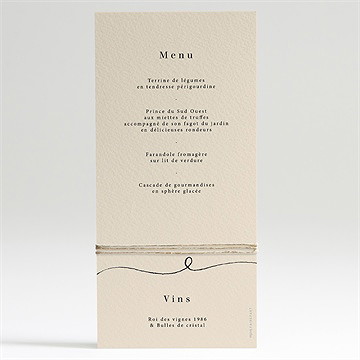 Menu mariage un grand jour - Dos du menu