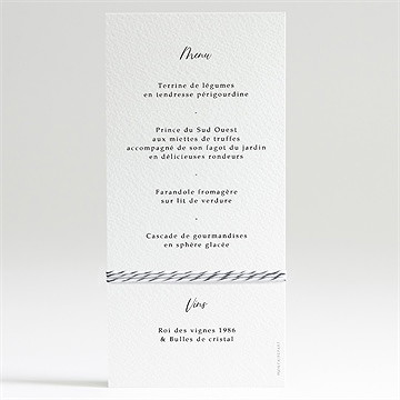 Menu mariage belle esquisse - Dos du menu