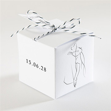 Boîte de dragées mariage belle esquisse - Dos de la boîte