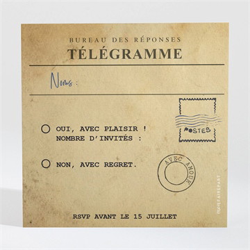 Carton réponse mariage notre télégramme cocotte