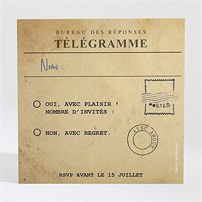 Carton réponse mariage notre télégramme