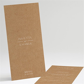 Menu mariage kraft épuré