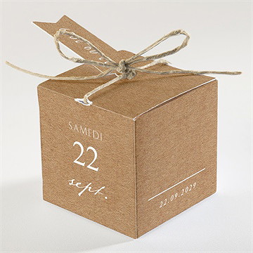 Boîte de dragées mariage kraft épuré - Dos de la boîte