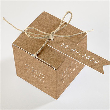 Boîte de dragées mariage kraft épuré - Dessus de la boîte