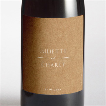 Etiquette de bouteille mariage kraft épuré