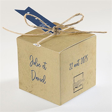 Boîte de dragées mariage notre télégramme - Dos de la boîte