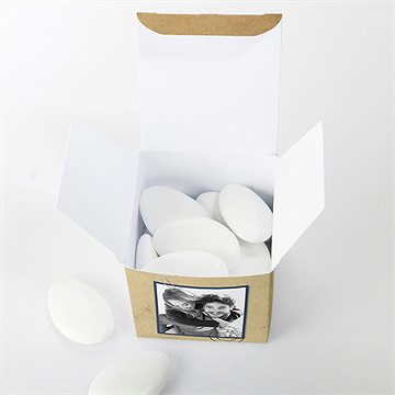 Boîte de dragées mariage notre télégramme - Intérieur de la boîte