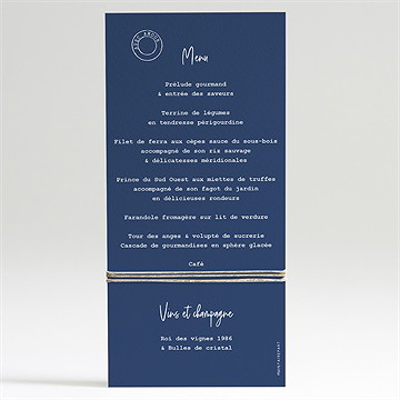 Menu mariage notre télégramme - Dos du menu