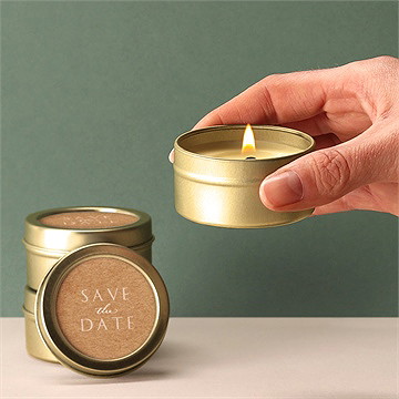 Bougie mariage kraft épuré - Bougie allumée