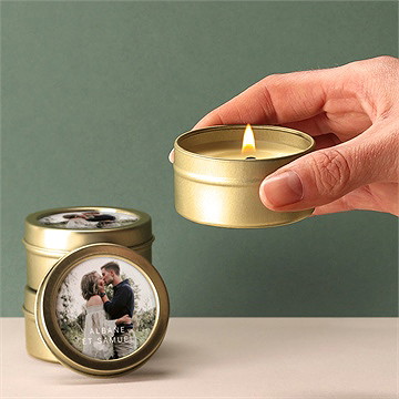 Bougie mariage vert laurier - Bougie allumée