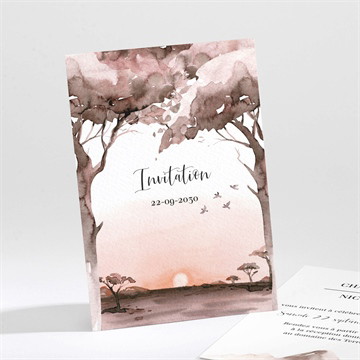 Carton d'invitation mariage la savane
