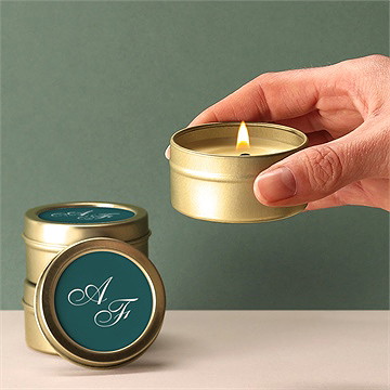 Bougie mariage monogramme - Bougie allumée