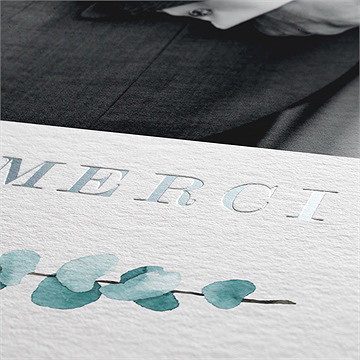 Remerciement mariage tourbillonnant - Marquage à chaud ARGENT