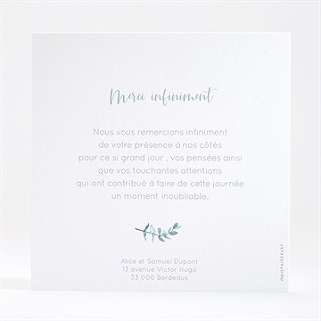 Remerciement mariage tourbillonnant - Dos de la carte