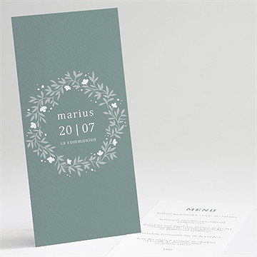 Menu communion gaufrage émeraude