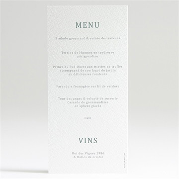 Menu communion gaufrage émeraude - Dos du menu