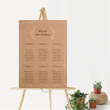 Plan de table mariage kraft vintage - Mise en situation