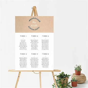 Plan de table mariage avec programme - Mise en situation