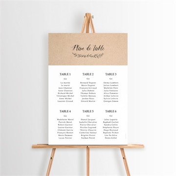 Plan de table mariage douce harmonie