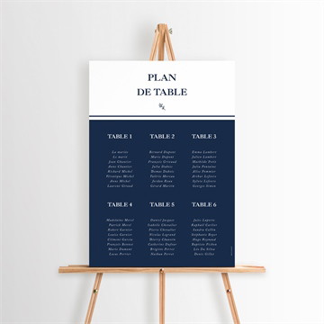 Plan de table mariage bleu romantique