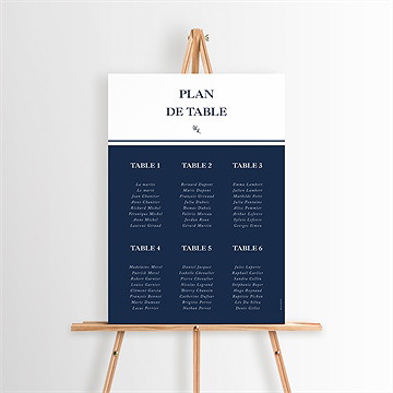 Plan de table mariage bleu romantique