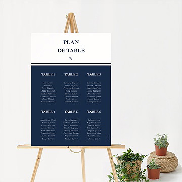 Plan de table mariage bleu romantique - Mise en situation