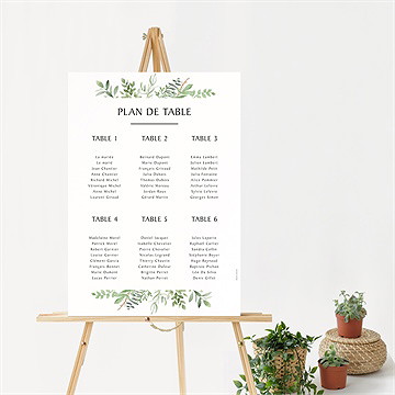 Plan de table mariage feuillage d'été - Mise en situation